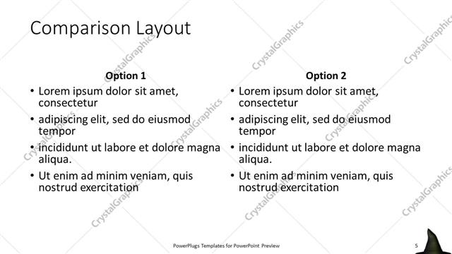 Comparison presentation slide layout