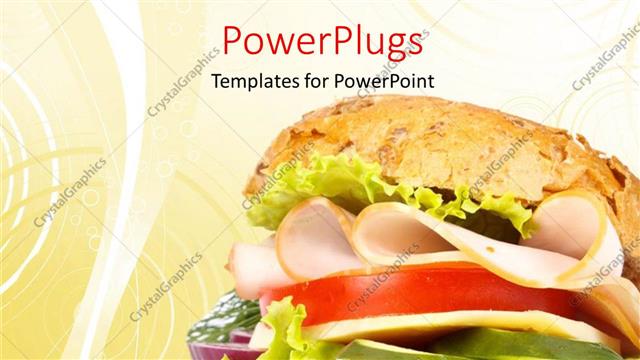  Presentation with burger - Ham sandwich on white and orange background