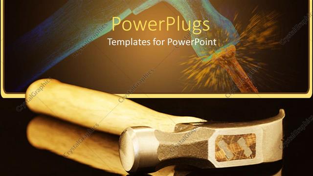  Presentation with wooden - Hammer close up with wooden handle on black surfece