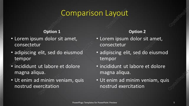 Comparison presentation slide layout