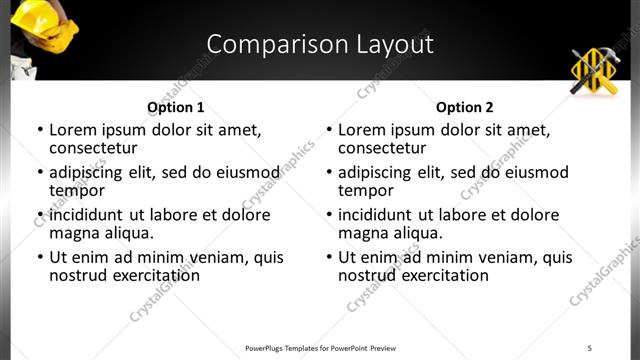 Comparison presentation slide layout