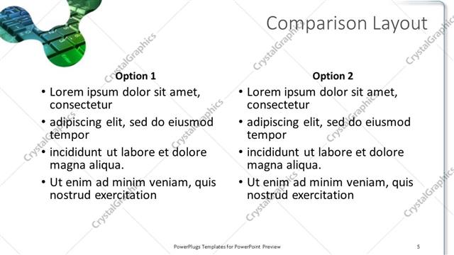 Comparison presentation slide layout
