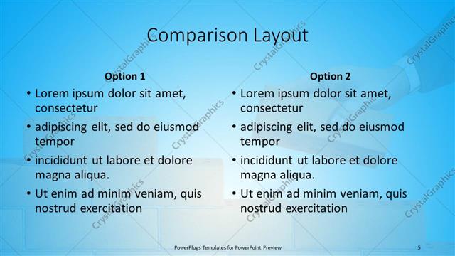 Comparison presentation slide layout