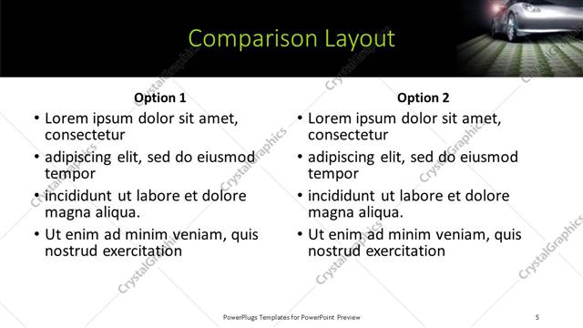 Comparison presentation slide layout