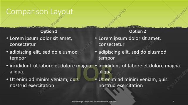 Comparison presentation slide layout