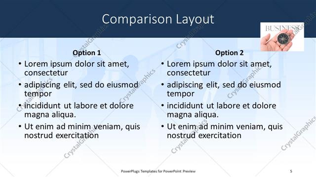 Comparison presentation slide layout