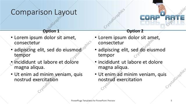 Comparison presentation slide layout