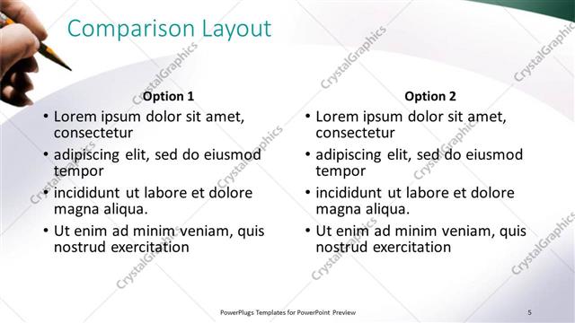 Comparison presentation slide layout