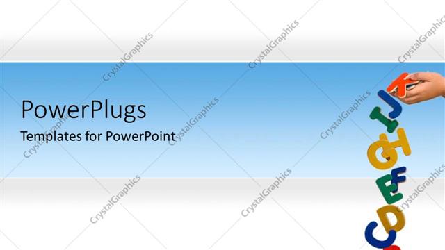  Presentation with dropping letters - Hand dropping colored letters on blue and white surface