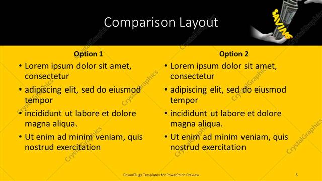 Comparison presentation slide layout