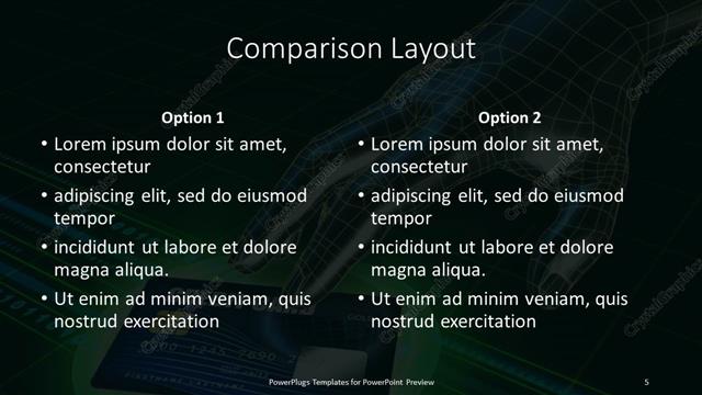 Comparison presentation slide layout