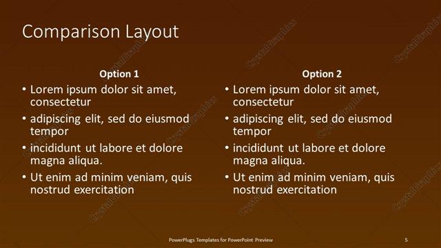Comparison presentation slide layout