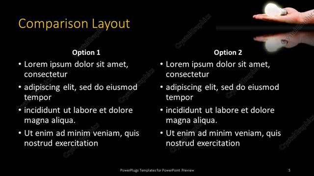 Comparison presentation slide layout