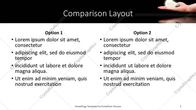 Comparison presentation slide layout
