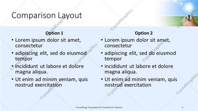 Comparison presentation slide layout