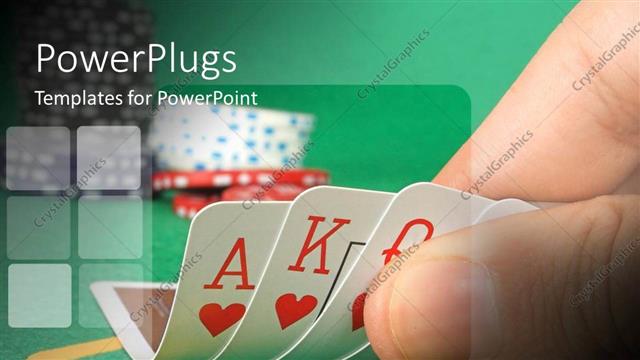  Presentation with queen - Hand holding cards revealing ace, king, queen of hearts