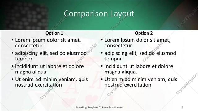 Comparison presentation slide layout