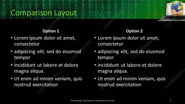 Comparison presentation slide layout