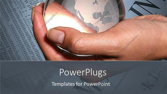  Presentation with investment - A hand holding the globe with financial news in the background