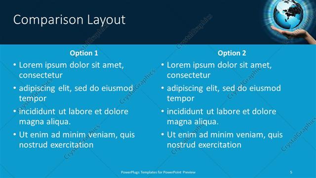Comparison presentation slide layout
