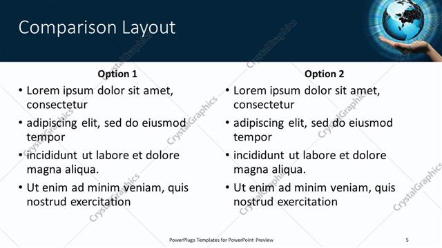 Comparison presentation slide layout