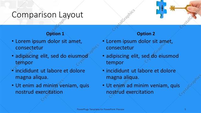 Comparison presentation slide layout