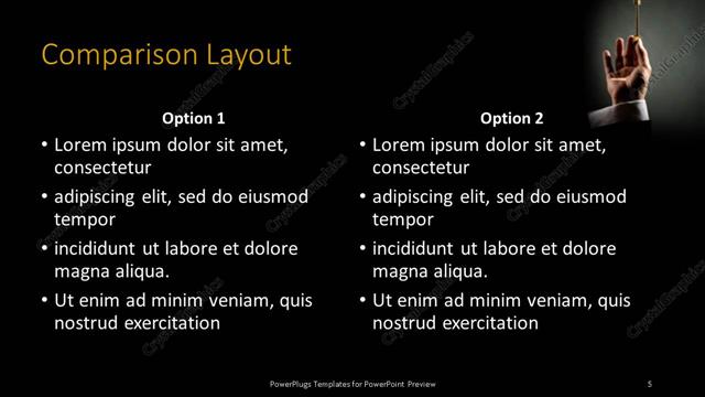 Comparison presentation slide layout