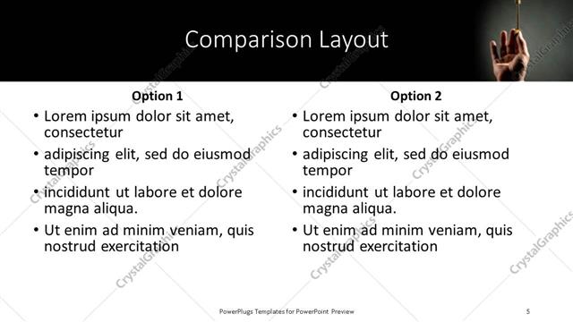 Comparison presentation slide layout