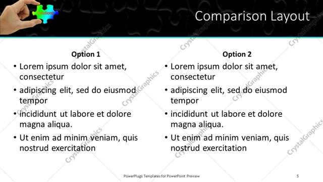 Comparison presentation slide layout