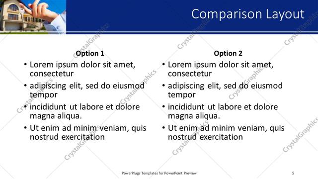 Comparison presentation slide layout