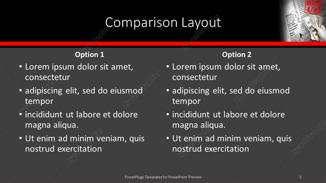 Comparison presentation slide layout