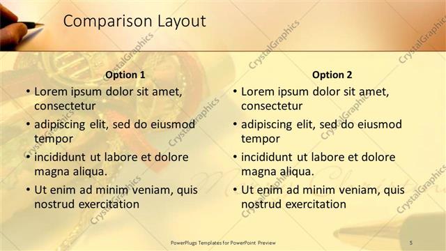 Comparison presentation slide layout