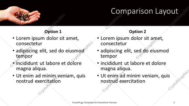 Comparison presentation slide layout