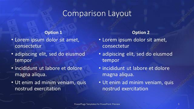 Comparison presentation slide layout
