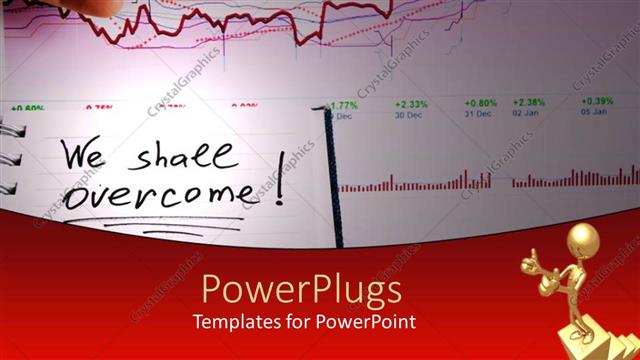  Presentation with hand holding pencil - A hand holding a red pencil on a graph