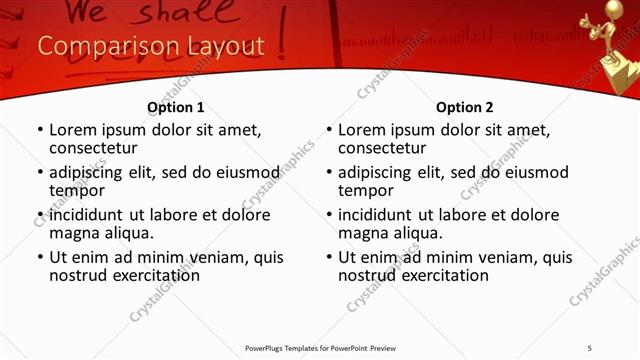 Comparison presentation slide layout