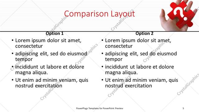 Comparison presentation slide layout