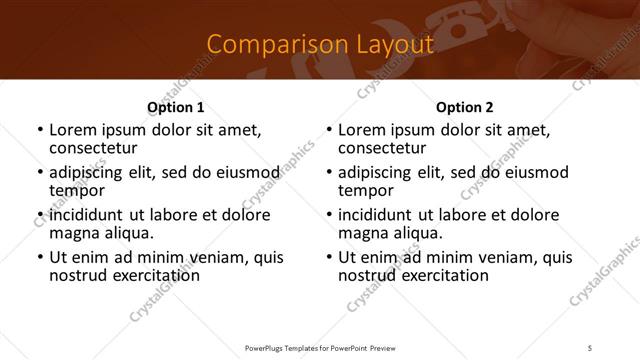 Comparison presentation slide layout