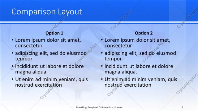 Comparison presentation slide layout