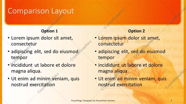 Comparison presentation slide layout