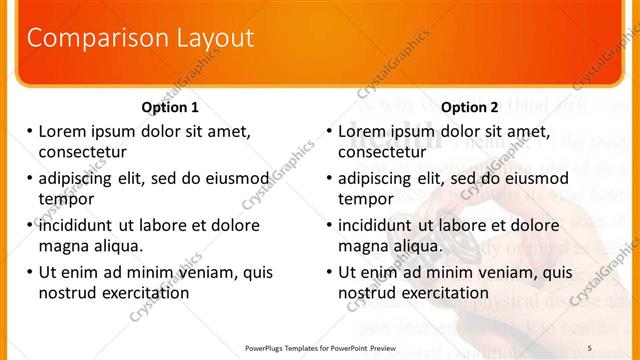 Comparison presentation slide layout