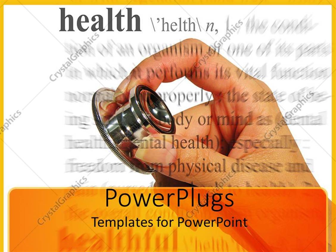 PowerPoint Template Hand holding stethoscope, health definition