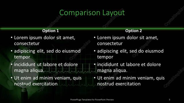Comparison presentation slide layout