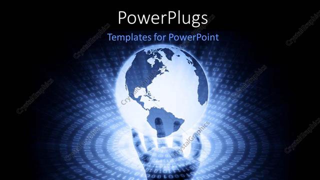  Presentation with hand holding earth - Hand holding up glowing earth globe with binary numbers surrounding it