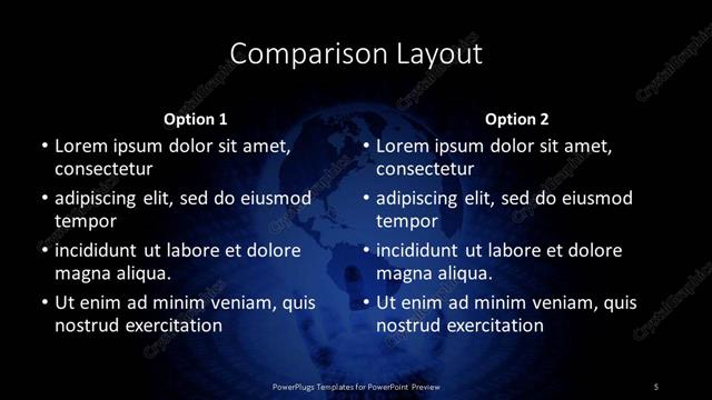 Comparison presentation slide layout