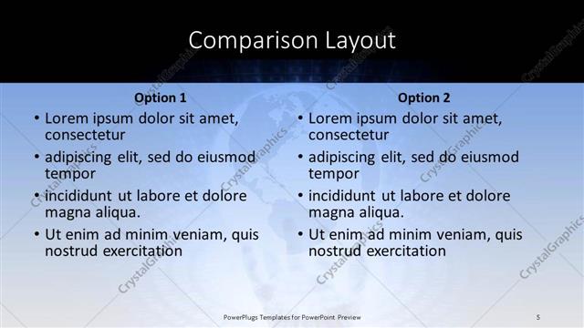 Comparison presentation slide layout