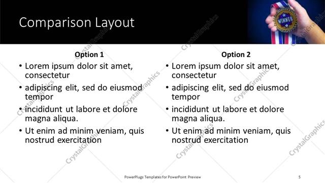 Comparison presentation slide layout