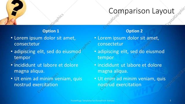 Comparison presentation slide layout