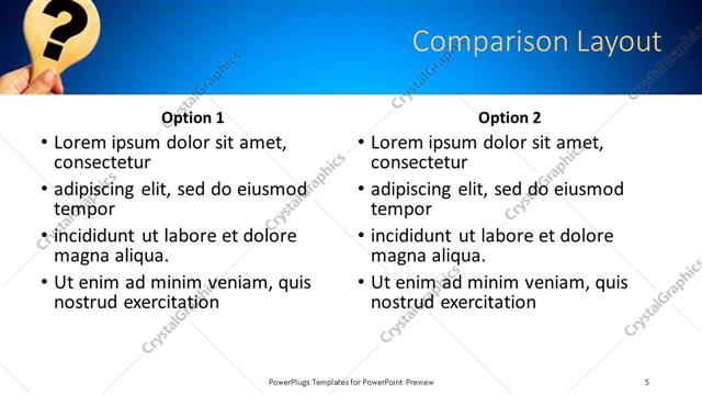 Comparison presentation slide layout