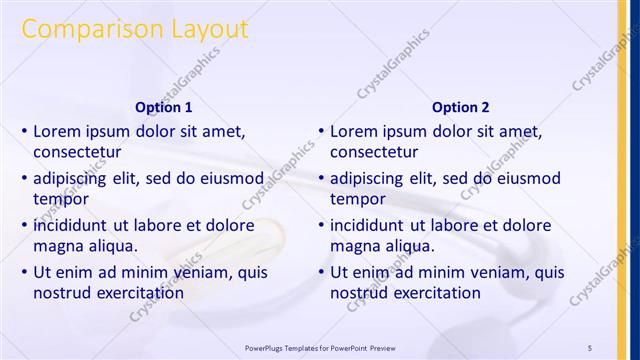 Comparison presentation slide layout
